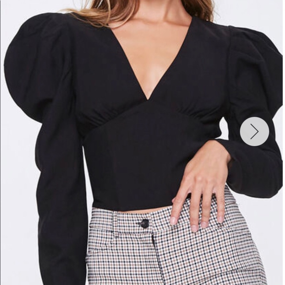 Forever 21 Puff Sleeve V-Neck Top